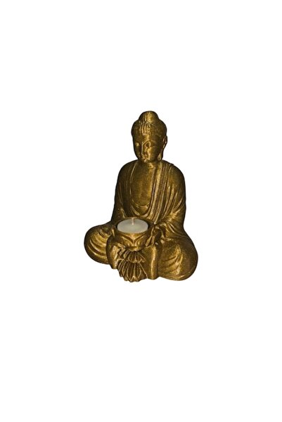 OEM Suport de lumânare Buddha auriu, 20 cm