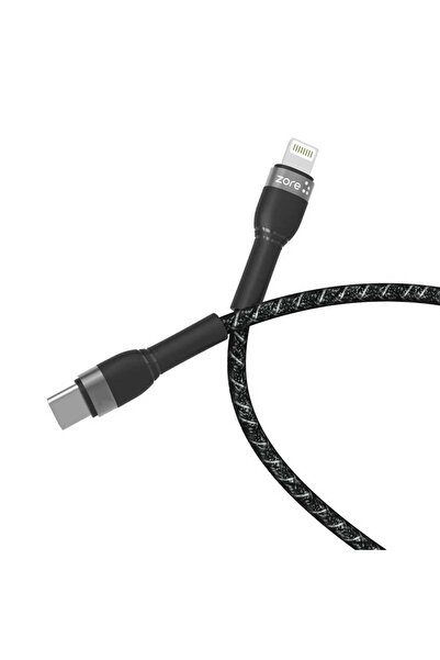 zore Black Shira Series Type-C to Lightning Pd Cable 30 Cm-Senk