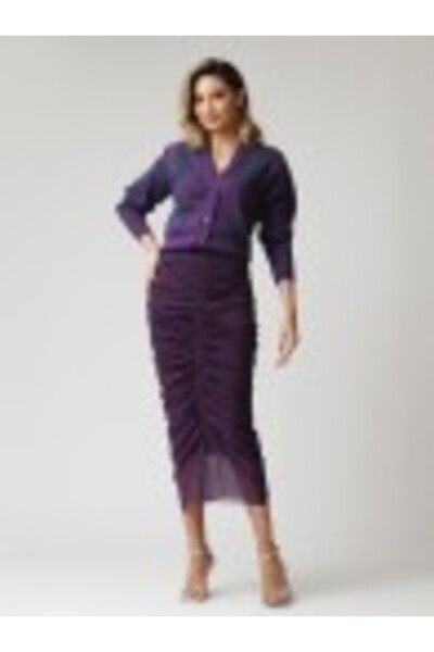 conceptAtrois Purple tulle skirt with draping