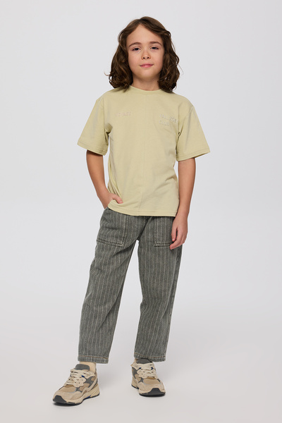 Panço Erkek Çocuk Baskı Detaylı Yumuşak Dokulu Yeşil Tişört