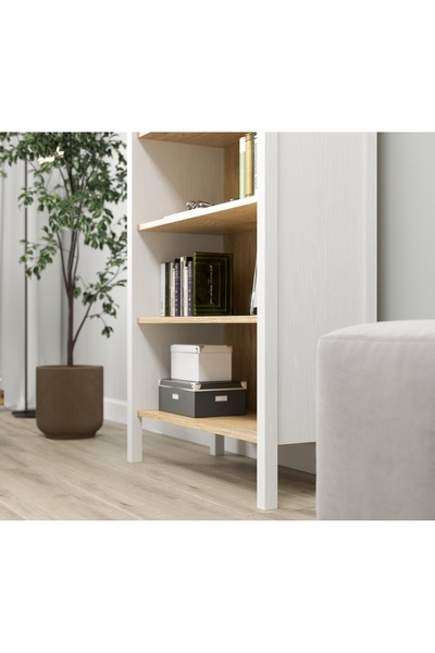Sakura Ahşap Hunerika Caeli 6 raflı Kitaplık -Wood Beyaz/legnano-Minifiks Bağlantılı