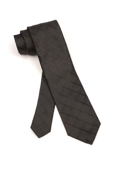 6AM Ceremony Black silk tie with subtle geometric pattern
