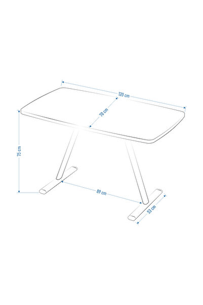 VİLİNZE Deniz Sandalye Tatvan MDF Sabit Metal Ayak Mutfak Masası Takımı - 70x120 cm