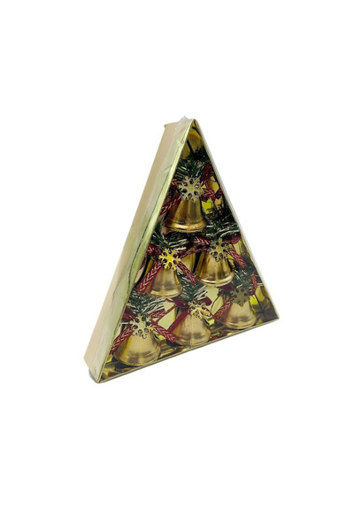 BaoBao Set of 6 gold metal bells – with hanging string, 18.5x18.5cm