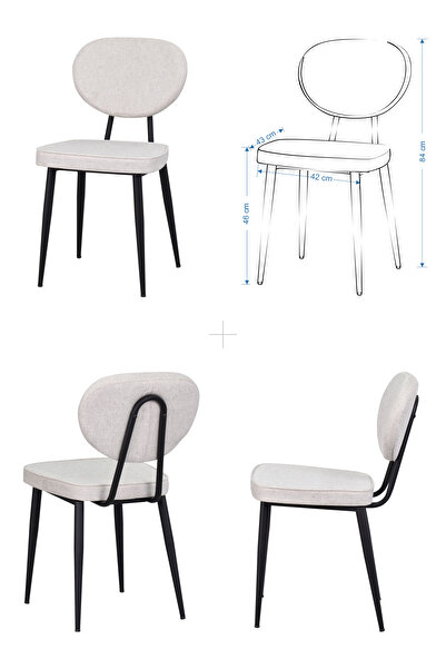 VİLİNZE Deniz Sandalye Tatvan MDF Sabit Metal Ayak Mutfak Masası Takımı - 70x120 cm