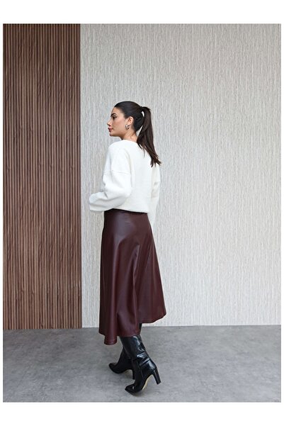 ESRAHELVACI Belted Midi Leather Skirt