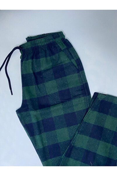 DÜVEN Παντελόνι χειμερινής πιτζάμα με απαλή υφή, άνετη εφαρμογή, χειμερινό unisex φανελένιο παντελόνι πράσινο - Νέα έκδοση του άνετου στυλ