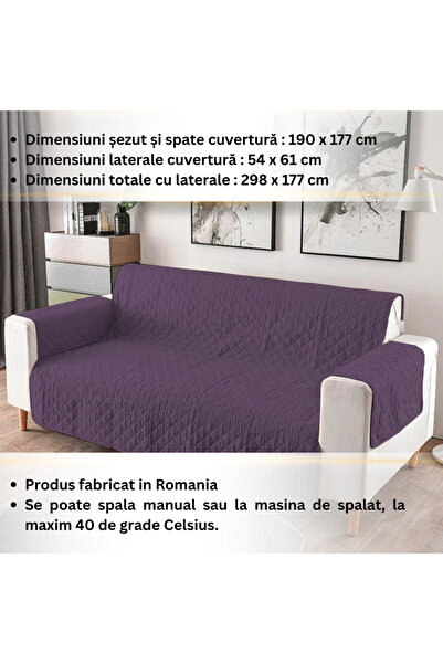 OEM Cuvertura matlasata pentru canapele, 3 locuri, cu doua fete, Unt, 100% poliester (microfibra)