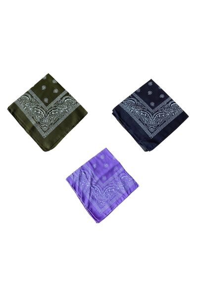Rupen Kraft 100% Cotton Classic Pattern Unisex 3-Piece Bandana Set Colorful Bandana Ethnic Patterned a Quality Bandana