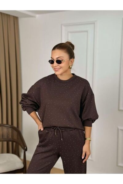 Famel Butik Σετ υφασμάτων Modal με λαιμόκοψη και πέτρα