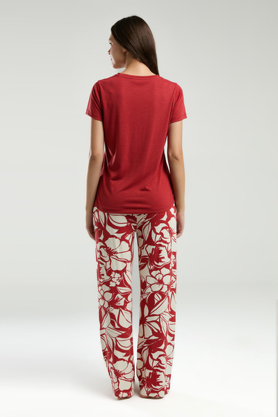 White Velvet Women's Viscose Fabric V-Neck Short Sleeve Two-Piece Set