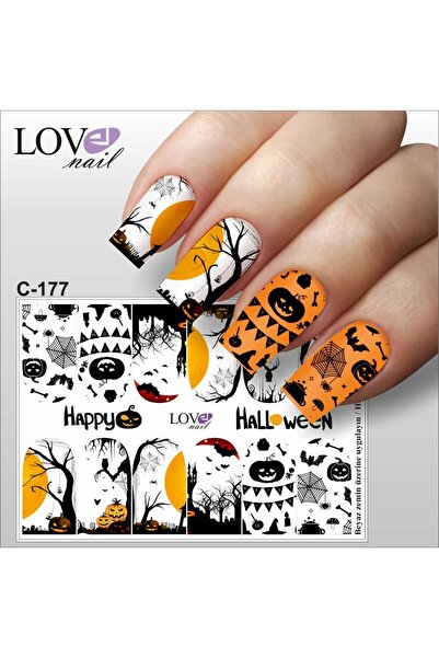 ECLAT HALLOWEEN-CADI BAYRAMI TIRNAK STİCKER AĞAÇ KABAK (SU TRANSFER TATTOO)
