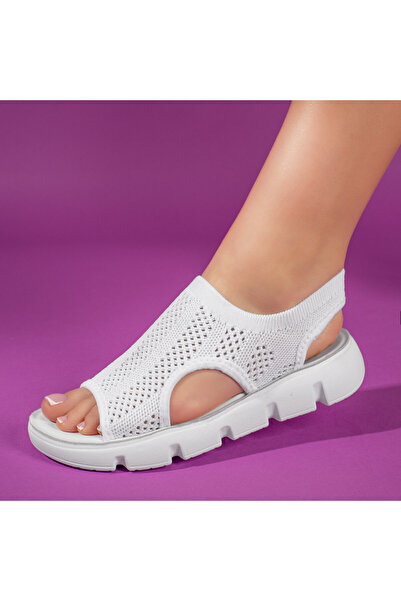 Modlet.ro Women's white low sole sandals MOD11345