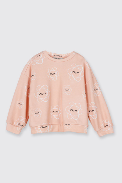Panço Baby Girl Patterned Salmon Sweatshirt
