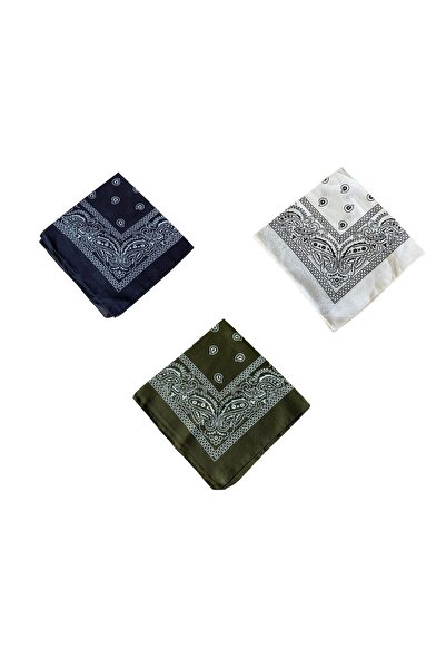 Rupen Kraft 100% Cotton Classic Pattern Unisex 3-Piece Bandana Set Colorful Bandana Ethnic Patterned a Quality Bandana