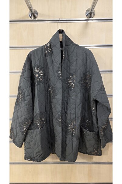 Park Moda Quilted Cotton Jacket with Chrysanthemum Sequin Detail