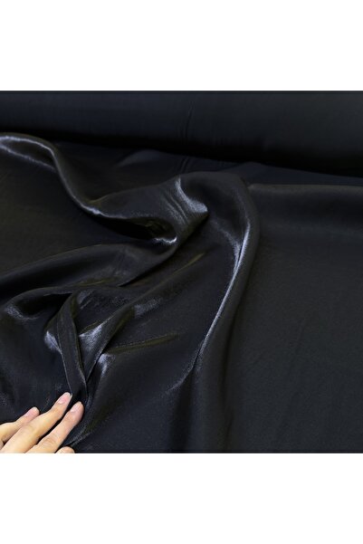 Yaren Ülker Floş Saten Kumaş Parlak Işıltılı Çift En (En 150 cm) Siyah
