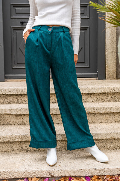 NEW LAVİVA Kadın Poliviskon Duble Paça Bol Kesim Pantolon 700-3309