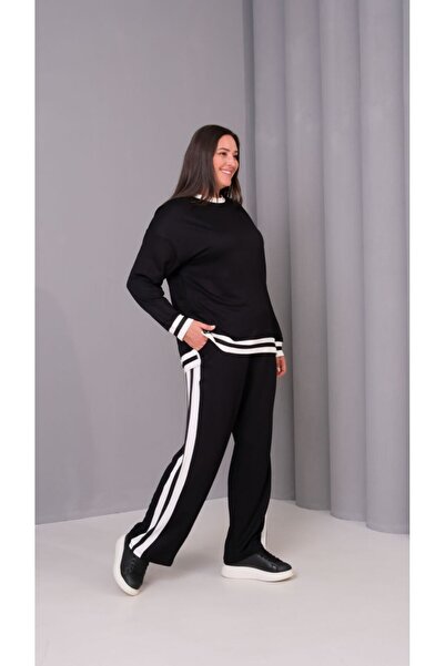 Esina Дамски комплект от панталони и суитшърт от кристална материя