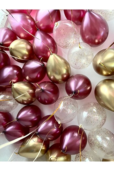 Partini Renklendir Yüksek Kalite Bordo Metalik Krom (Aynalı) Balon 12 inç 15’Li