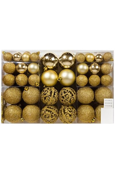 OEM Set globuri de Crăciun mixte, aurii, 3-4-6 cm, 100 buc