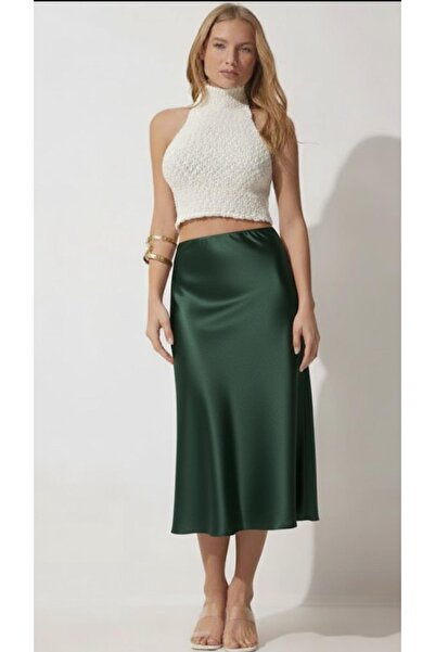 MERİT FASHION Saten Midi Boy Etek
