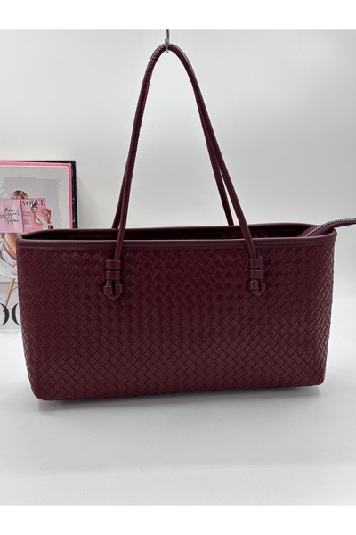 DMG Collection Knitted Detailed Women's Btgg Retro Hand and Shoulder Bag Burg...