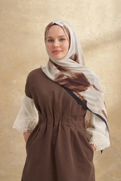ARMANDA Weasel Patterned Shawl 3381- Beige