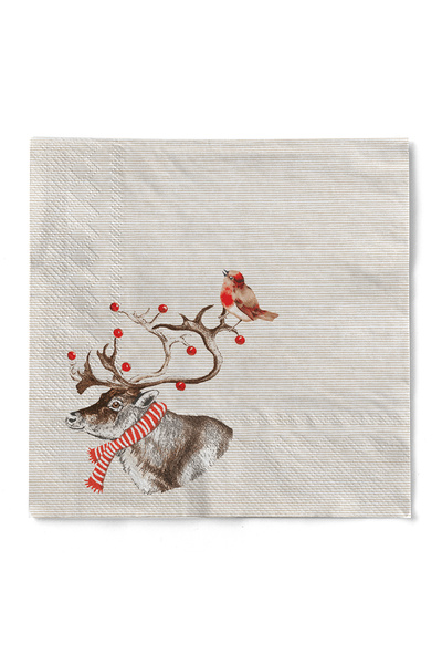 Mank Șervețele de masă, 3 straturi, hârtie de mătase - Knut (ren) / 40 x 40 c...