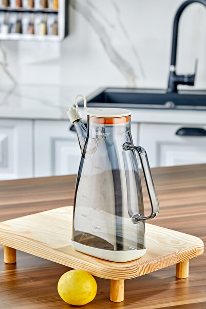 Cooker 1.1 Litre Borosilikat Cam Yağlık ve Sirkelik Zeytinyağ Şişesi Şeffaf