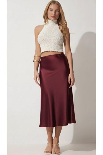 MERİT FASHION Saten Midi Boy Etek