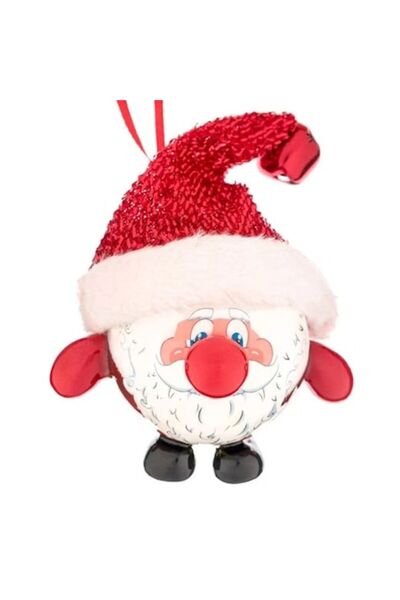 ANTBRO Glob de Crăciun - cap de Moș Crăciun, pălărie roșie cu clopoțel, picioare, urechi, nas roșu, 6,5 cm