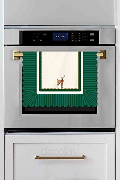 decofav Winter Whispers Green – Husă pentru cuptor tăiată cu laser cu ren și ...