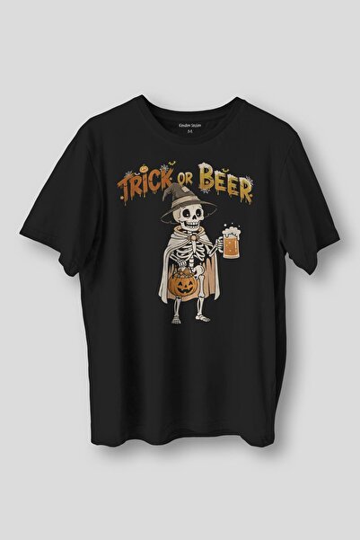 Kendim Seçtim تي شيرت تريك أور بير مضحك بطبعة الهالوين وهيكل عظمي للهالوين با...