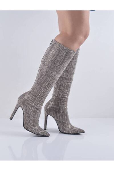 Şanslı Ayakkabıcılık Mink Stone Thin Heeled Long Boots