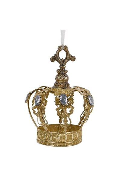 ANTBRO Ornament brad Craciun Antbro® coroana cu glitter auriu si pietre mari,...