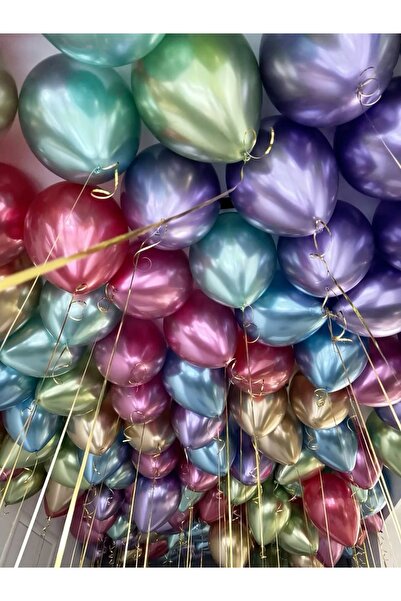 Partini Renklendir Yüksek Kalite Karışık Renkli Metalik Krom (Aynalı) Balon 1...