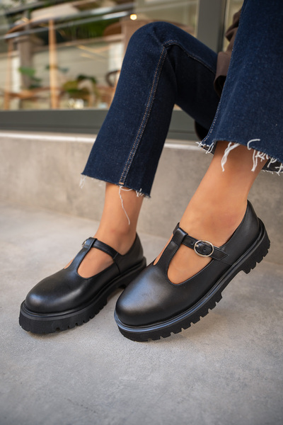 LAMİNTA Rikos Black Genuine Leather Classic Women's Shoes
