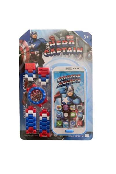 OEM Kids Watch and Toy Phone Set with Captain America, 14 cm, 3 years
