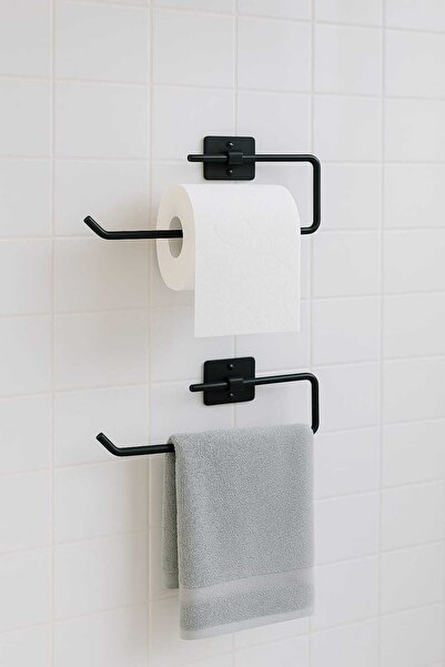 EGE HOME STORE Paslanmaz 2 li sıyah kagıt rulo havluluk peçetelik yapışkanlı ...