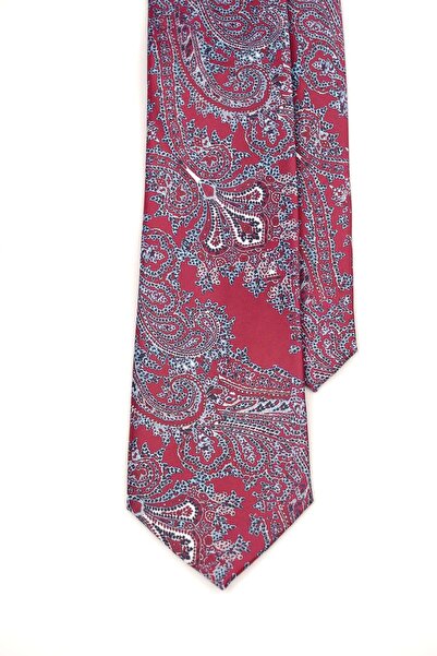 6AM Ceremony Classic burgundy red silk tie with paisley pattern
