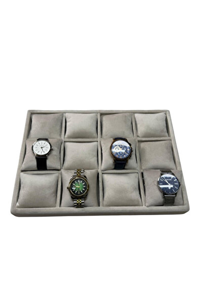 Moda fiesta 12 Compartment Wooden Watch Box Baby Face Fabric Watch Organizer