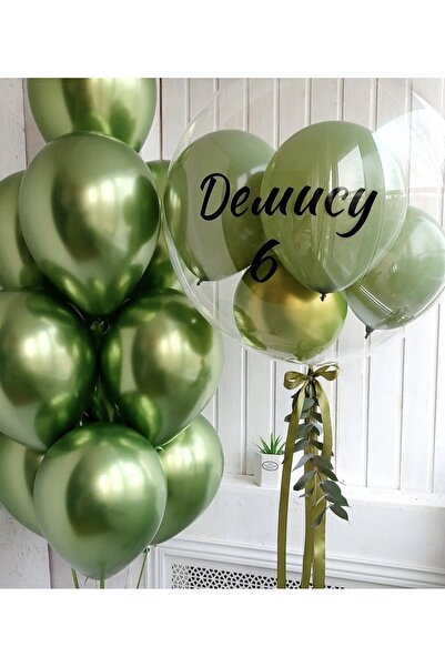 Partini Renklendir Yüksek Kalite Yeşil Metalik Krom (Aynalı) Balon 12 inç 15’Li