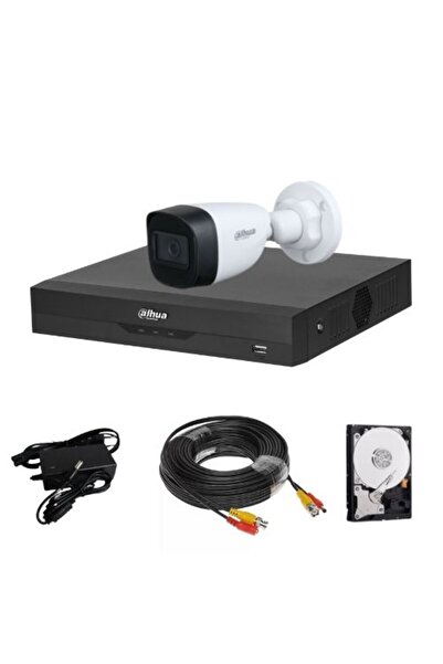 DAHUA kit de supraveghere — 1x cameră 2MP, obiectiv 2.8mm, IR 30m, DVR 5MP cu 4 canale, 1x HDD, accesorii