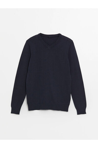 LC Waikiki Базов трикотажен пуловер за момче с V-образно деколте и дълъг ръкав