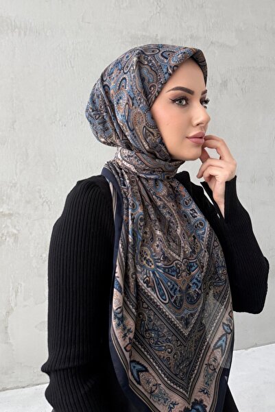 Byedauzunlar وشاح ميشري بوهيمي من الحرير المودال باللونين الأزرق والأزرق الداكن
