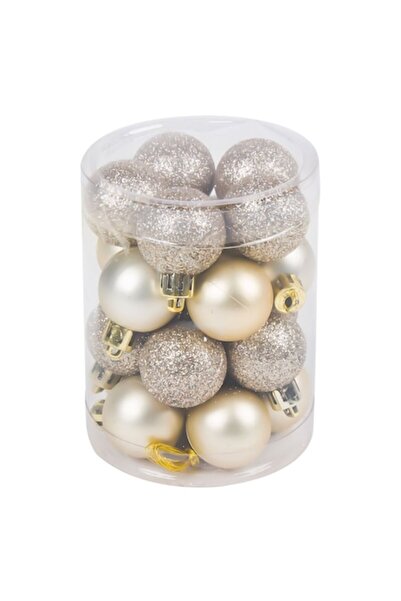 OEM Set de 20 globuri de Crăciun, culoare șampanie, 3 cm