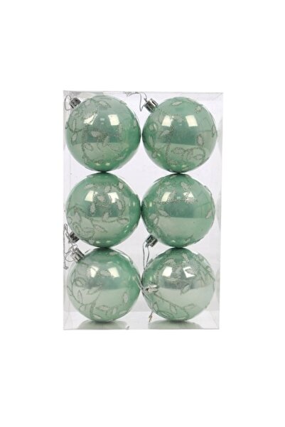 ANTBRO Set de 6 globuri de Crăciun Antbro®, verzi, lucioase cu inserții argin...