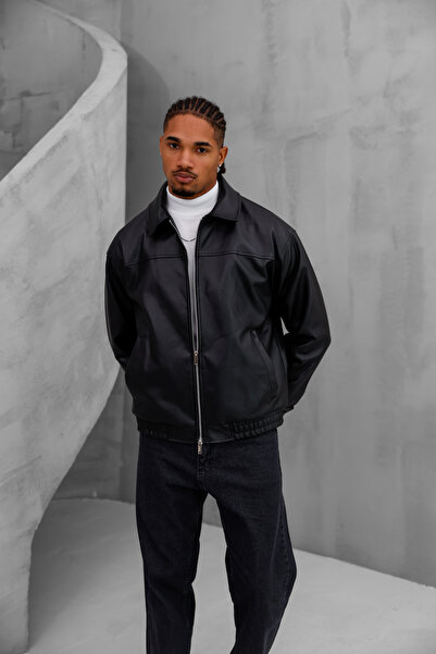 Mach Мъжка кожена яке с подплата от флийс