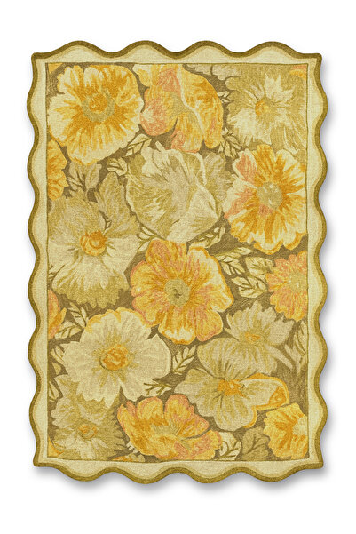 Rugs Modern Halı MOSSO Şekil Temalı Çiçekli Desen Dokuma Taban Vintage Dekora...
